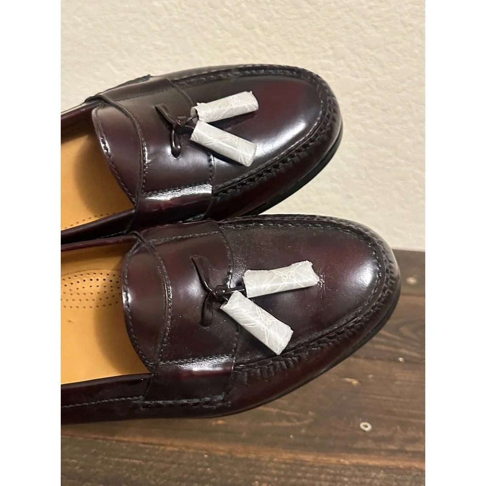 Cole Haan Pinch Tassel Kiltie Burgundy Leather Loafers Mens 10.5 EEE 03507 New